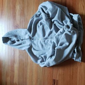 Lovely cold shoulder  modern hooded w/ front NWOT peek a boo shoulders grey XL